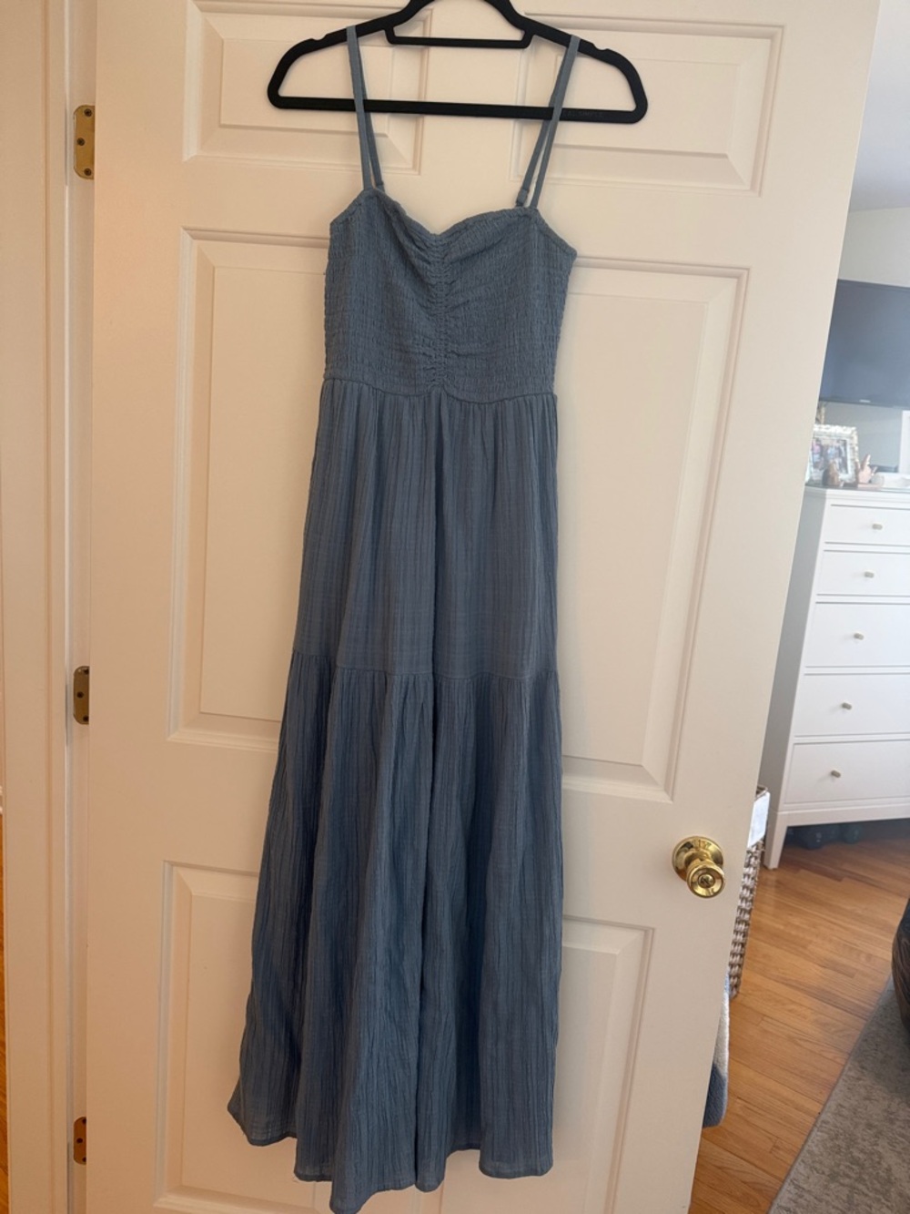 l*space Mallorca Dress Dusty Blue Tiered Maxi Dress with Spaghetti Straps